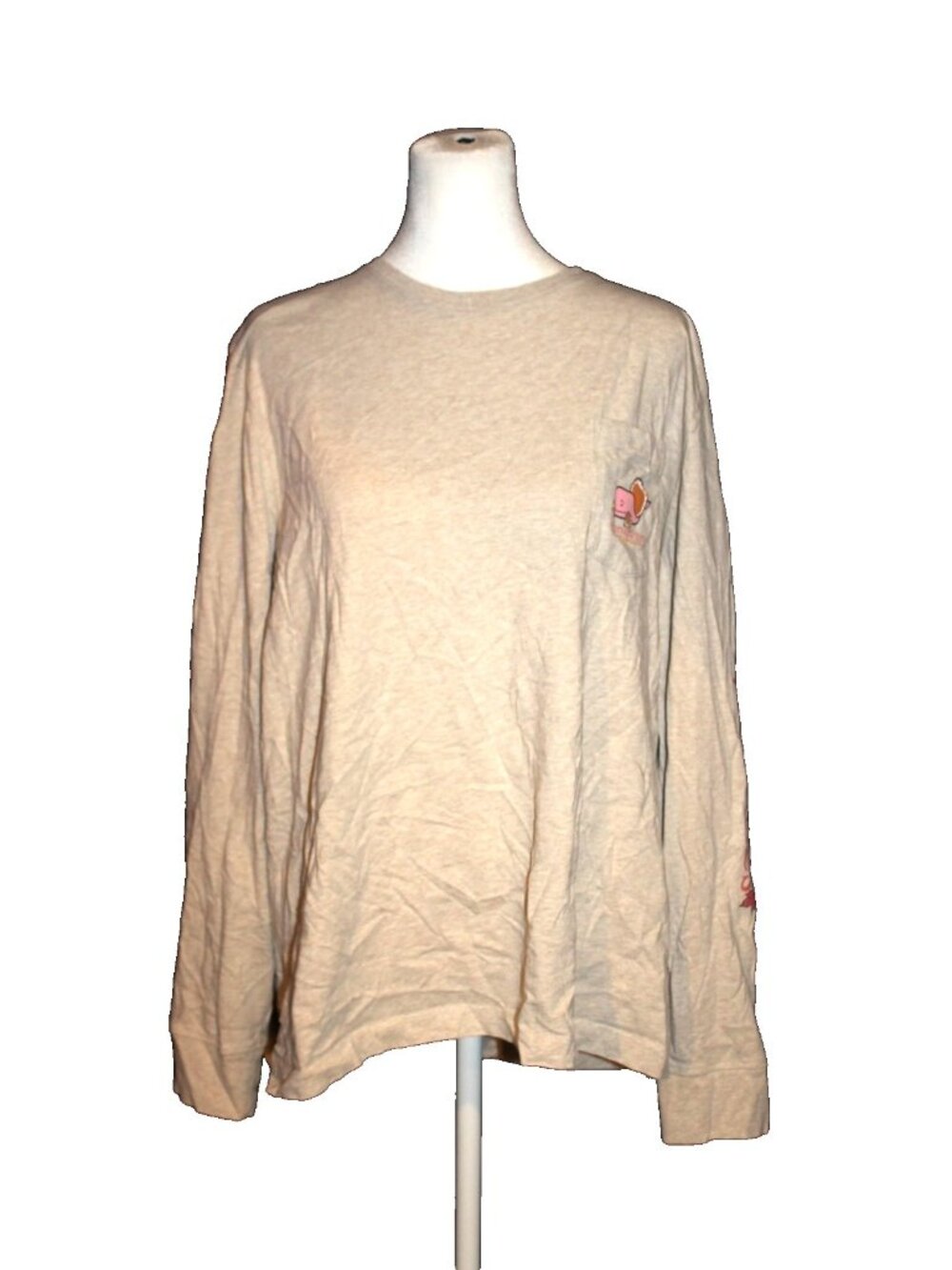 Vineyard Vines Women's Long Sleeve Tee T-shirt Happy Thanksgiving Size 2X Beige